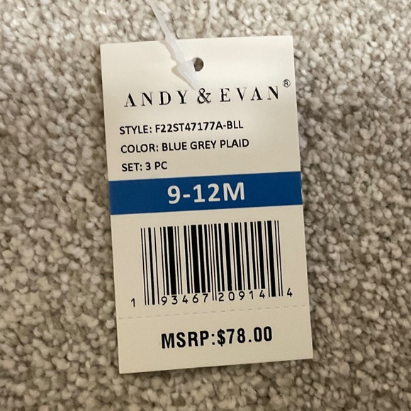 Andy and Evan infant boys 2pc Hooded Puffer Vest Shirt and Pants set 9-12M - Picture 12 of 16